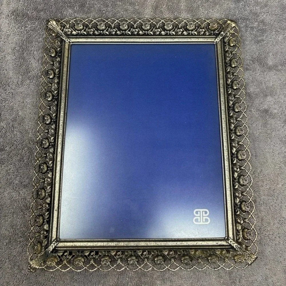 Vintage Picture Frame Gold Rose Filigree Ornate Hollywood Regency Floral 8x10